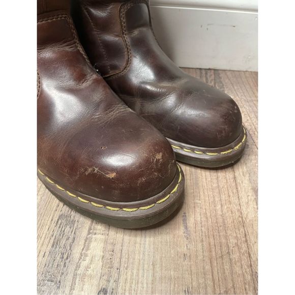 Dr. Martens Steel Toe Air Wave Brown Leather Boots10 Oil Resistant Cushioned Sol - Picture 12 of 14